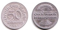 Weimarer Republik 50 Pfennig 1919 A 50 Pfennig - Ährenbündel ss-vz 33.05 元 含税 ＋  49.78 元 运费