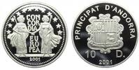 Andorra 10 Diners 2001 Zwei Figuren als Symbol der Eintracht PP in Kapsel 304.80 元 含税 ＋  149.89 元 运费