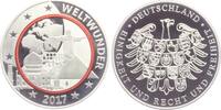 Deutschland - BRD Silbermedaille Medaille - Planet Erde - mit rotem Ring - Weltwunder -