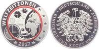 Deutschland - BRD Silbermedaille Medaille - Planet Erde - mit rotem Ring - Weltzeitzonen -