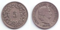Schweiz 5 Rappen 1898 Kopfbild der Helvetia nach rechts - Wert im Rebenk... 41.42 元 含税 ＋  49.78 元 运费