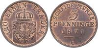 Brandenburg-Preußen 3 Pfennig Wilhelm I. 1861-1888. -