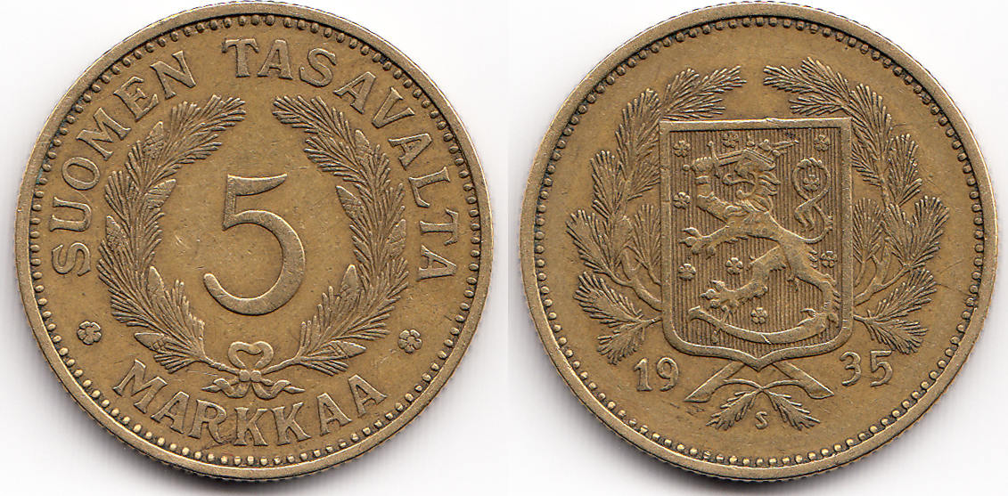 5 markkaa 1935 s finnland - finland republik seit 1917 vf