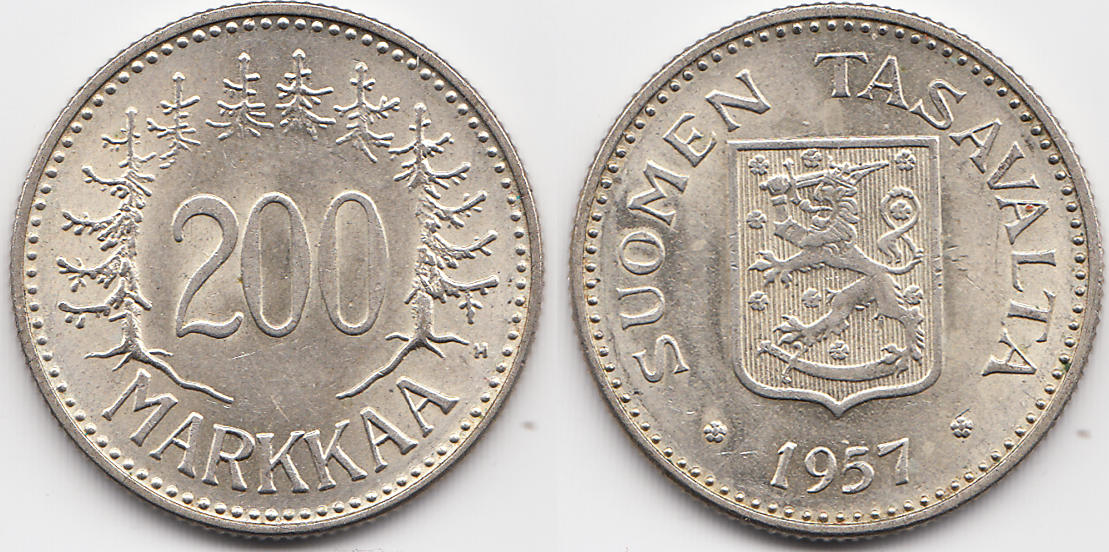 Finnland - Finland 200 Markkaa 1957 H Republik seit 1917 EF | MA-Shops