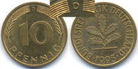 BRD 10 Pfennig Stahl/tombakplattiert – Ährenkäfer links -