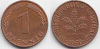 BRD 1 Pfennig Stahl/kupferplattiert – gerader Stamm -