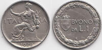 Italien - Italy 1 Lira Viktor Emanuel III. 1900-1946 -