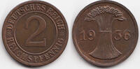 Weimarer Republik 2 Reichspfennig Kupfer -