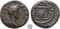 Commodus Caesar (166-177) Lokalbronze Perge (Pamphylia), Portrait/ Tempel, äußerst selten, 2. bekanntes Exemplar, -