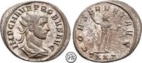 Probus (276-280) Antoninian Ticinum, Büste / Sol im Grußgestus, leichter Silbersud, -