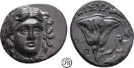 Rhodos (Caria) Drachme Helioskopf / Rose, Magistrat Teisylos, dunkle Patina, herrlicher Stil, selten, -