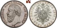 BADEN 5 Mark Selten in dieser Erhaltung. Prachtexemplar. Friedrich I., 1852-1907. -