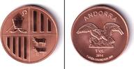 Alle Welt 1 Cent ANDORRA 2014 1oz COPPER ST -
