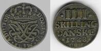 Alle Welt 4 Skilling DÄNEMARK 1728 LW ss -
