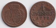 Altdeutschland 1 Pfennig Sachsen 1772 C ss-vz -