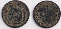 Altdeutschland 1 Pfennig Sachsen 1806 H f.ss -