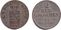 Altdeutschland 2 Groschen Sachsen 2 Neugroschen (20 Pfennige) 1841 G ss+ -