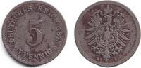 Deutsches Kaiserreich 5 Pfennig DEUTSCHES REICH 5 Pf. (J.3) 1875 H s+ selten -