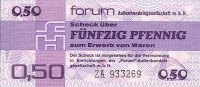 Banknoten 50 Pfennige DDR: Forum-Scheck 0,50M / 50 Pfennig 1979 Ro.367b Ersatznote I -