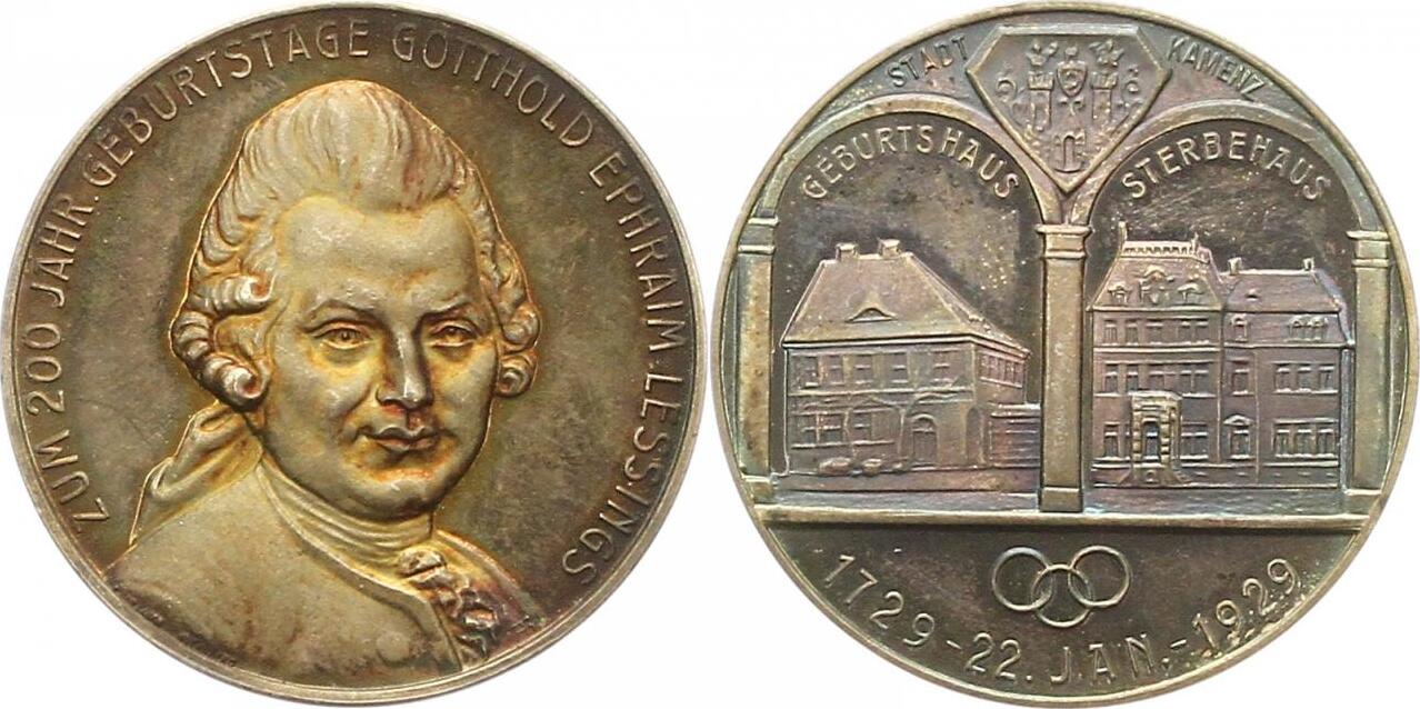 silbermedaille 1929 personenmedaillen lessing, gotth