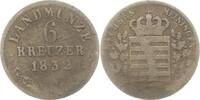 Sachsen-Meiningen 6 Kreuzer Bernhard Erich Freund 1803-1866. -