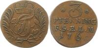 Schwarzburg-Rudolstadt 3 Pfennig Johann Friedrich 1744-1767. -