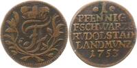 Schwarzburg-Rudolstadt Pfennig Johann Friedrich 1744-1767. -