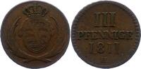 Sachsen-Albertinische Linie 3 Pfennig 1811 H Friedrich August I. 1806-18... 200.19 元 含税 ＋  50.05 元 运费