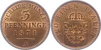 Brandenburg-Preußen 3 Pfennig Wilhelm I. 1861-1888. -