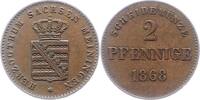 Sachsen-Meiningen 2 Pfennig 1868 Georg II. 1866-1914. Sehr schön + 67.00 元 含税 ＋  50.25 元 运费