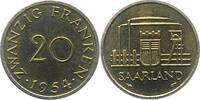 Saarland 20 Franken 1954 Fast Stempelglanz 83.67 元 含税 ＋  50.20 元 运费