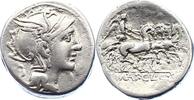 Republik Denar Cl. Pulcher; T. Mallius; Q. Urbinius 111 - 110 v. Chr.. -