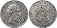 Württemberg 5 Mark Karl 1864-1891. -