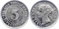 Straits Settlements 	Malaysia 5 Cents 1897 Sehr schön 318.24 元 含税 ＋  50.25 元 运费