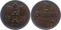 Danzig 2 Pfennig 1926 Sehr schön + 75.30 元 含税 ＋  50.20 元 运费