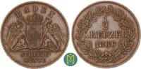 Baden-Durlach 1/2 Kreuzer Friedrich I. 1852-1907. -