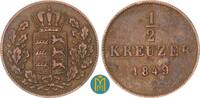 Württemberg 1/2 Kreuzer Wilhelm I., 1816 - 1864. -