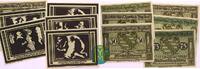Vogtland 3 x 50, 3 x 75 Pfg. Notgeld von Auerbach. 6 Scheine. -