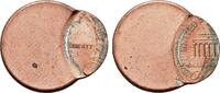 USA 1 Cent - Mint Error - Struck off-center in copper plated zinc. -