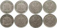 Deutschland 10 Pfennig Lot von 4 x 10 Pfennig -