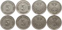 Deutschland 5 Pfennig Lot von 4 x 5 Pfennig -