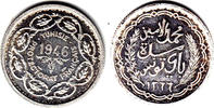 Tunesien (10 Francs) Präsentmünze/Muhammed al-Amin Bey 1943-57 -