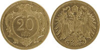 Austrian Österreich 20 Heller AUSTRIAN 20 Heller 1907 XF KM#2803 -