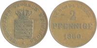 Sachsen-Meiningen 2 Pfennige Bernhard Erich Freund 1821-1866 -