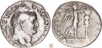 Roman Empire AR denarius Vespasian, Judaea Capta issue, VICTORIA AVGVSTI, Military standard -