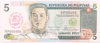 Philippines 5 piso 1989 40th Anniversary Bangho Sentral UNC 83.51 元 含税 ＋  417.53 元 运费
