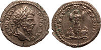 Roman Empire AR denarius Septimius Severus, Part Max, Trophy, two captives at base -