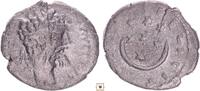 Roman Empire AR denarius Septimius Severus, Emesa, Saecvl Felicit, Seven stars above crescent, R! -