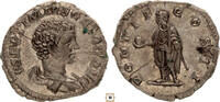 Roman Empire AR denarius Geta as Caesar, Pontif Cos II, Geta holding globe and sceptre -