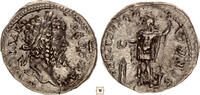 Roman Empire AR denarius Septimius Severus, RESTITVTOR VRBIS, Emperor sacrificing over altar -